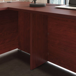 English Elm 60 Inch L-Shaped Home Office Desk with Wraparound Surface and Cord Management Grommets B356P494541