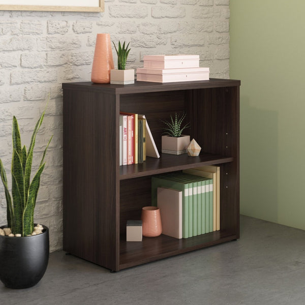 English Elm 2-shelf Bookcase Bold Red Melamine Accent Unit for Small Offices and Living Spaces Brown - B B356P494542