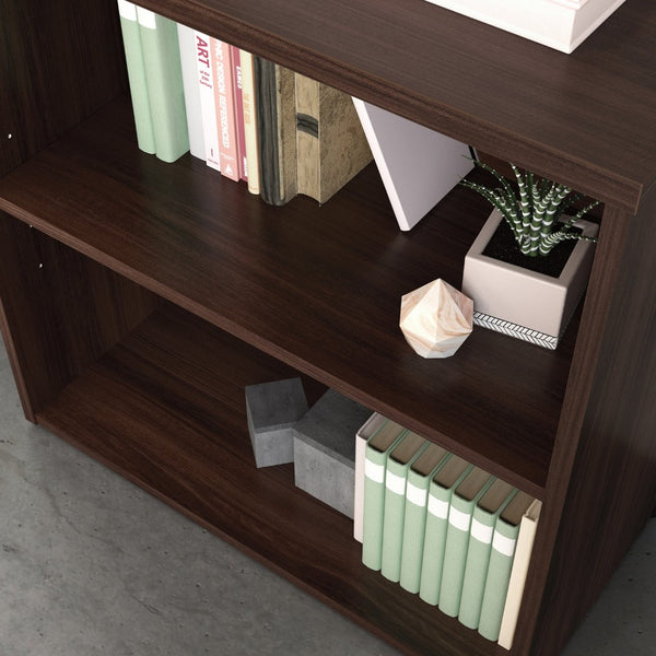 English Elm 2-shelf Bookcase Bold Red Melamine Accent Unit for Small Offices and Living Spaces Brown - B B356P494542
