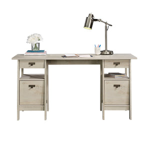 English Elm Executive Home Office Desk with Oak Finish Cord Management and Spacious 59 Inch Surface Gray B356P494543