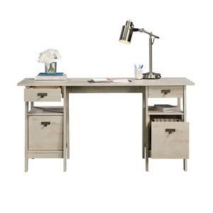 English Elm Executive Home Office Desk with Oak Finish Cord Management and Spacious 59 Inch Surface Gray B356P494543