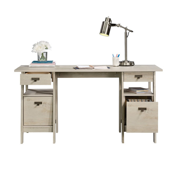 English Elm Executive Home Office Desk with Oak Finish Cord Management and Spacious 59 Inch Surface Gray B356P494543