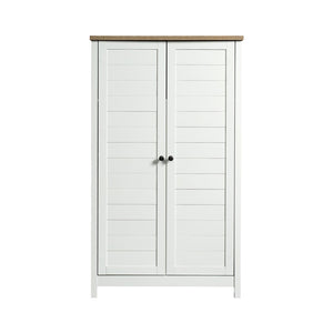 English Elm Storage Cabinet Tall Two Door White Farmhouse Design with Adjustable Shelving Inside B356P494547