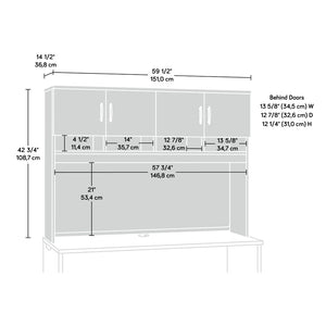 English Elm Hutch, Wall Mounted Cabinet with Bulletin Board Open Cubbies and Hidden Storage in Black B356P494549