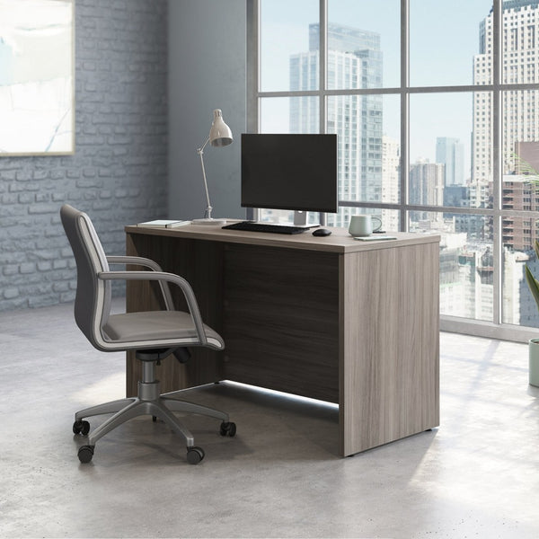 English Elm Desk, Gray Modern Two Drawer Home Office Compact Workspace with Geometric Hardware Brown - B B356P494550