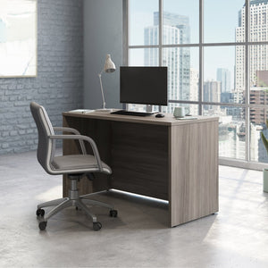 English Elm Desk, Gray Modern Two Drawer Home Office Compact Workspace with Geometric Hardware Brown - B B356P494550
