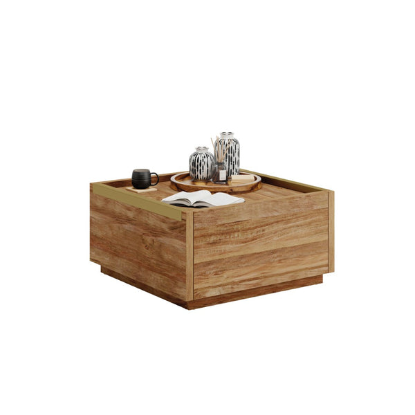 English Elm Coffee Table with Two Drawers Warm Brown Wood Tone Finish for Modern Living Rooms B356P500444