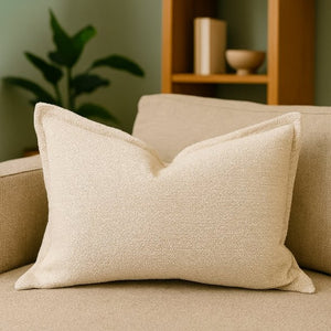 English Elm Homey Cozy Ivory Throw Pillows Structured Edge Plush Fill Neutral Living Room Set B357P465720
