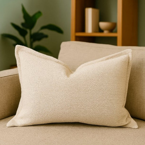 English Elm Homey Cozy Ivory Throw Pillows Structured Edge Plush Fill Neutral Living Room Set B357P465720