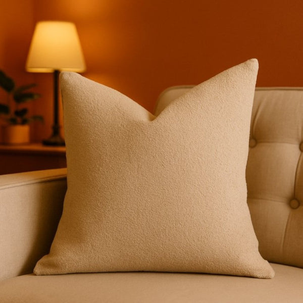 English Elm Homey Cozy Boucle Throw Pillows Overstuffed Looped Texture Neutral Beige Set of 2 B357P465733