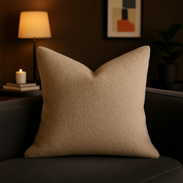 English Elm Homey Cozy Boucle Throw Pillows Overstuffed Looped Texture Neutral Beige Set of 2 B357P465733