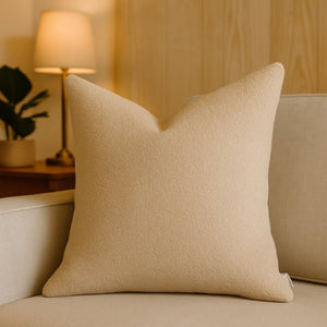English Elm Homey Cozy Boucle Throw Pillows Overstuffed Looped Texture Neutral Beige Set of 2 B357P465733