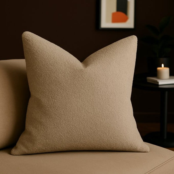English Elm Homey Cozy Boucle Throw Pillows Overstuffed Looped Texture Neutral Beige Set of 2 B357P465733