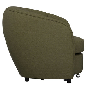 English Elm Mid-century Barrel Accent Chair with Channel Tufting and Nesting Ottoman for Living Rooms B361P535606
