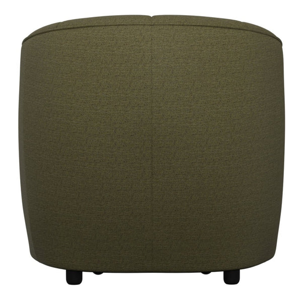 English Elm Mid-century Barrel Accent Chair with Channel Tufting and Nesting Ottoman for Living Rooms B361P535606