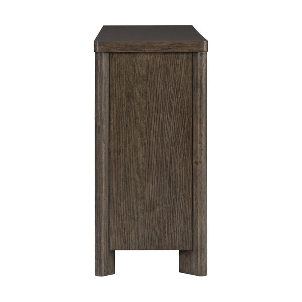 English Elm Dark Oak Wire-brushed 8 Drawer Dresser with Felt Lined Storage for Bedroom B361P537285