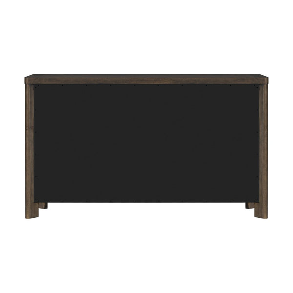 English Elm Dark Oak Wire-brushed 8 Drawer Dresser with Felt Lined Storage for Bedroom B361P537285
