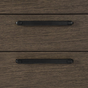 English Elm Dark Oak Wire-brushed 8 Drawer Dresser with Felt Lined Storage for Bedroom B361P537285
