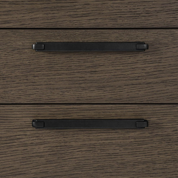 English Elm Dark Oak Wire-brushed 8 Drawer Dresser with Felt Lined Storage for Bedroom B361P537285