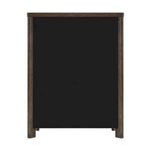English Elm Dark Oak Six Drawer Chest with Felt Lined Jewelry Storage and Matte Black Hardware B361P537287
