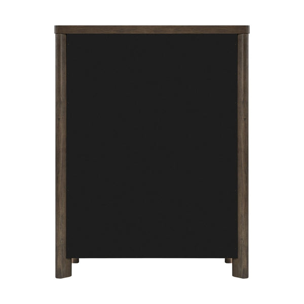English Elm Dark Oak Six Drawer Chest with Felt Lined Jewelry Storage and Matte Black Hardware B361P537287