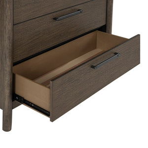 English Elm Dark Oak Six Drawer Chest with Felt Lined Jewelry Storage and Matte Black Hardware B361P537287