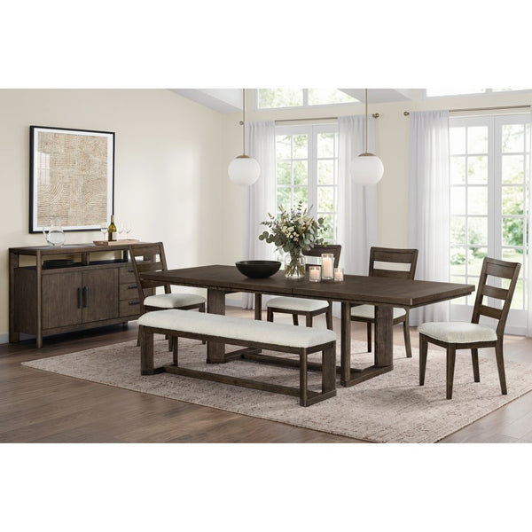English Elm Dark Oak Extendable Trestle Dining Table Rustic Modern Wood Grain Statement Piece B361P537831