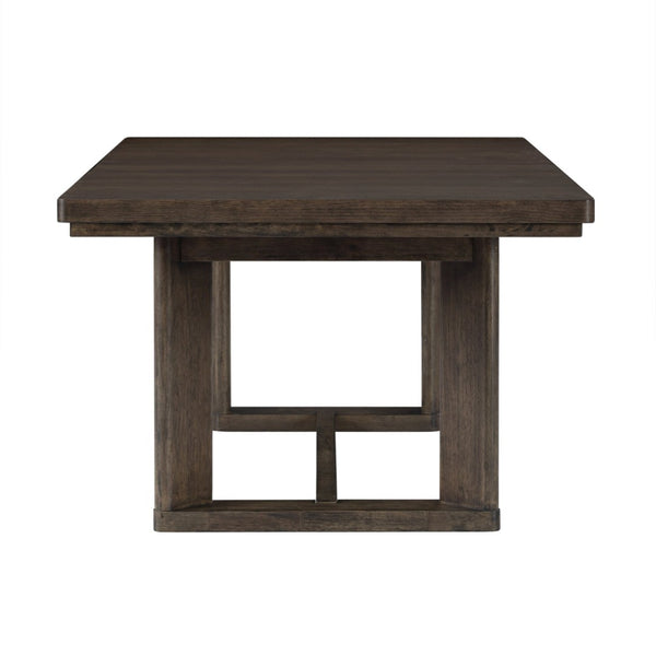 English Elm Dark Oak Extendable Trestle Dining Table Rustic Modern Wood Grain Statement Piece B361P537831