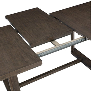 English Elm Dark Oak Extendable Trestle Dining Table Rustic Modern Wood Grain Statement Piece B361P537831