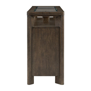 English Elm Dark Oak Buffet Server with Glass Panels Wine Rack Stemware Storage Dining Room B361P537832