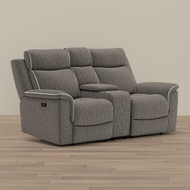 English Elm Zero-Gravity Power Reclining Loveseat Woven Speckled Upholstery for Media Rooms B361P596344
