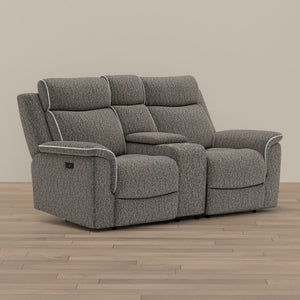 English Elm Zero-Gravity Power Reclining Loveseat Woven Speckled Upholstery for Media Rooms B361P596344