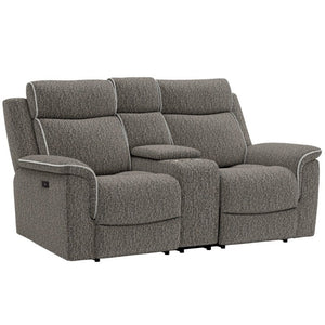 English Elm Zero-Gravity Power Reclining Loveseat Woven Speckled Upholstery for Media Rooms B361P596344