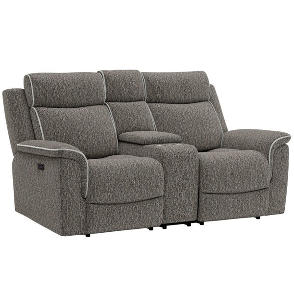 English Elm Zero-Gravity Power Reclining Loveseat Woven Speckled Upholstery for Media Rooms B361P596344