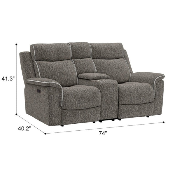 English Elm Zero-Gravity Power Reclining Loveseat Woven Speckled Upholstery for Media Rooms B361P596344