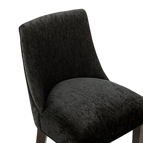 English Elm Barstool with Chenille Seat Dark Walnut Frame Gold Footrest for Kitchen Island Black B365P504236