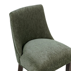 English Elm Barstool with Chenille Seat Dark Walnut Frame Gold Footrest for Kitchen Island Forest Green B365P504237