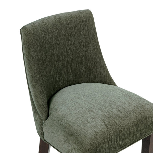 English Elm Barstool with Chenille Seat Dark Walnut Frame Gold Footrest for Kitchen Island Forest Green B365P504237