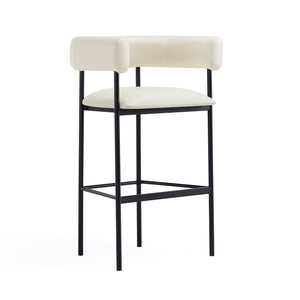 English Elm Barstool with Wraparound Vegan Leather Tubular Design for Modern Dining Spaces Ivory B365P504238