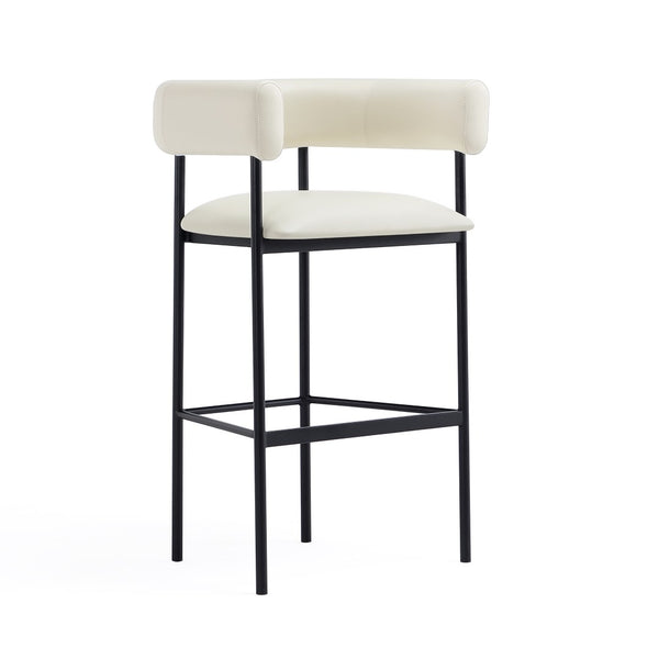 English Elm Barstool with Wraparound Vegan Leather Tubular Design for Modern Dining Spaces Ivory B365P504238