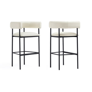 English Elm Barstool with Wraparound Vegan Leather Tubular Design for Modern Dining Spaces Ivory B365P504238