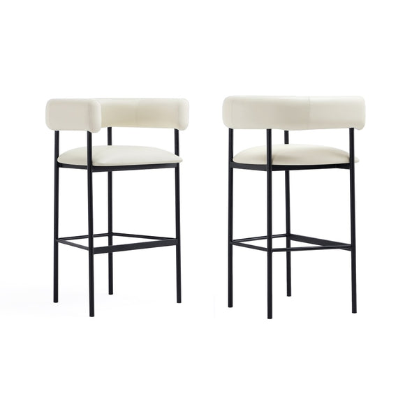 English Elm Barstool with Wraparound Vegan Leather Tubular Design for Modern Dining Spaces Ivory B365P504238