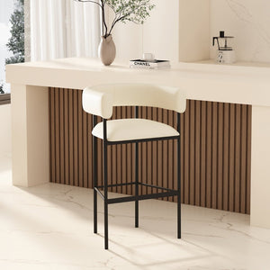 English Elm Barstool with Wraparound Vegan Leather Tubular Design for Modern Dining Spaces Ivory B365P504238