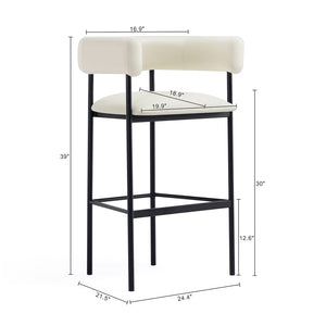 English Elm Barstool with Wraparound Vegan Leather Tubular Design for Modern Dining Spaces Ivory B365P504238