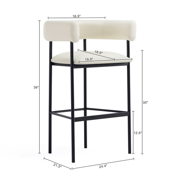 English Elm Barstool with Wraparound Vegan Leather Tubular Design for Modern Dining Spaces Ivory B365P504238