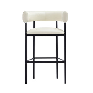 English Elm Barstool with Wraparound Vegan Leather Tubular Design for Modern Dining Spaces Ivory B365P504238