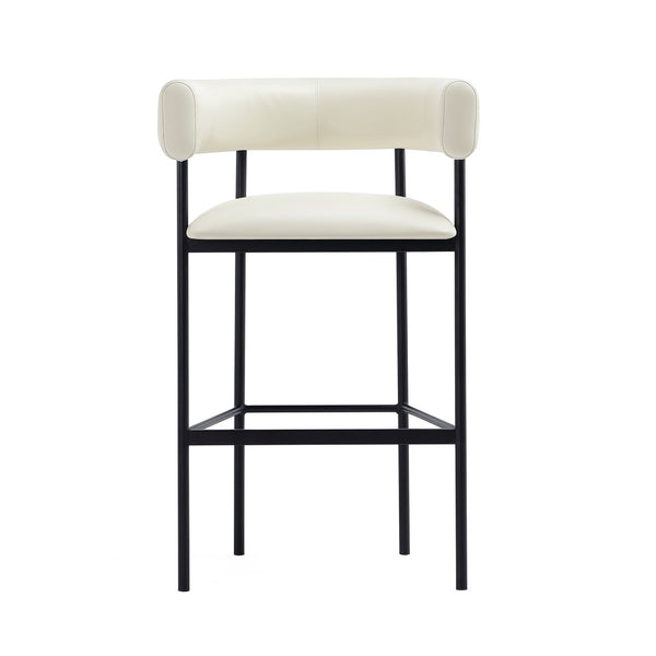 English Elm Barstool with Wraparound Vegan Leather Tubular Design for Modern Dining Spaces Ivory B365P504238