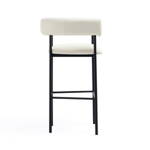 English Elm Barstool with Wraparound Vegan Leather Tubular Design for Modern Dining Spaces Ivory B365P504238