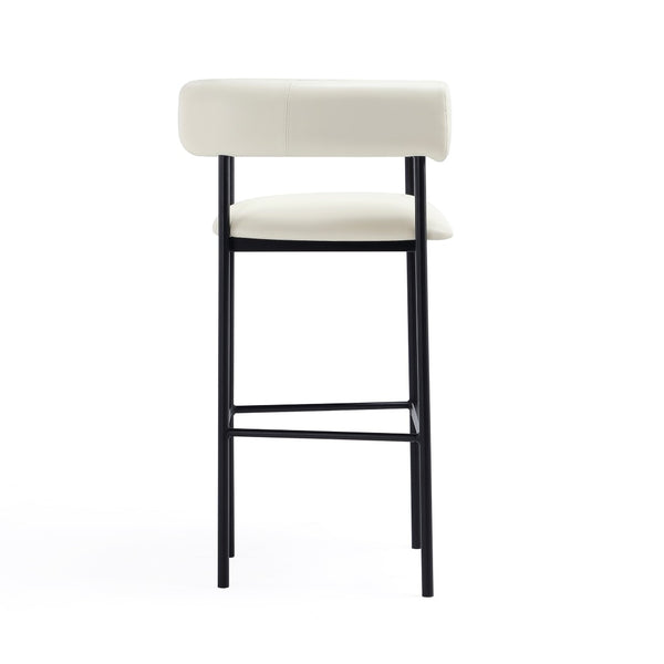 English Elm Barstool with Wraparound Vegan Leather Tubular Design for Modern Dining Spaces Ivory B365P504238