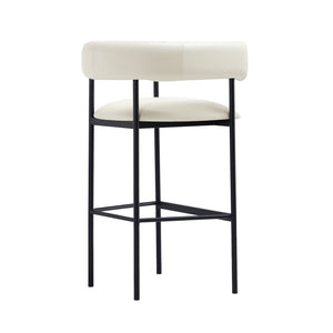 English Elm Barstool with Wraparound Vegan Leather Tubular Design for Modern Dining Spaces Ivory B365P504238